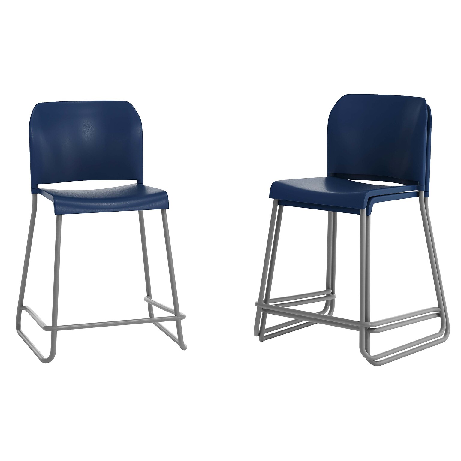 Flash Furniture Hercules Kenai Classic Plastic Stacking Full Back Counter Stools, Navy, 3-Pieces (3RUT239AHCSNV)