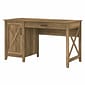 Bush Furniture Key West 54 Computer Desk with Keyboard Tray and Storage, Reclaimed Pine (KWD154RCP-
