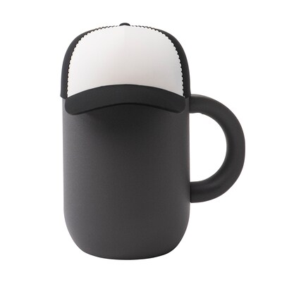 ASOBU Happy Hat Stainless Steel Double Wall Insulated Travel Mug, 13 oz., Black, (ADNASM25BCBK)