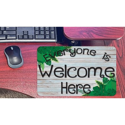 Ashley Smart Poly Computer Mouse Pad, 8" x 10", Everyone is Welcome Here, Beech Wood, Greenery, 6/Pack (ASH12510-6)