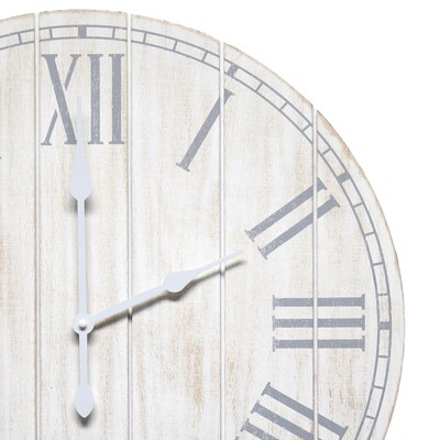 Elegant Designs Wood Plank 23" Large Coastal Rustic Wall Clock, White Wash (HG2003-WWH)