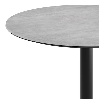 Flash Furniture Acadia 36" Round Wooden Dining Table with X-Base, Gray Faux Concrete/Black Base (STRD36CGT3030B)