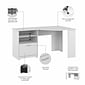 Bush Furniture Cabot 60"W Corner Desk with Storage, White (WC31915K)