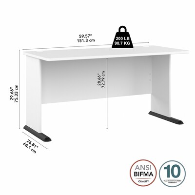 Bush Business Furniture Studio A 60"W Computer Desk, White (SDD160WH)