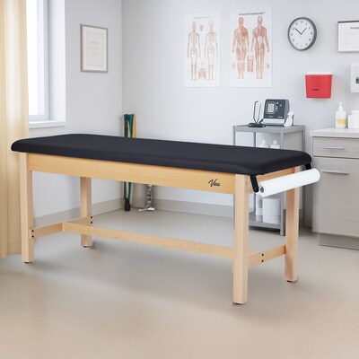 Aristo Wood H-Brace Physician Exam Table with Paper Cutter, and Holder, 500lbs. Capacity, Black (ADI996-HBFP-BLK)