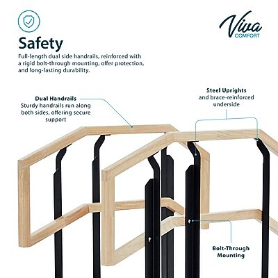 Viva Comfort Physical Therapy Non-slip Staircase with Safety Handles, 500 lbs. Capacity, Natural Wood (ADI906-01-MK)
