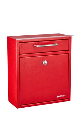 AdirOffice Steel Indoor/Outdoor Interoffice Drop Box Mailbox, Medium, Red (631-05-RED-PKG)