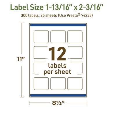 Avery Dissolvable Rectangle Multipurpose Labels, 1-13/16" x 2-3/16", Off-white, 300/Pack (94233)