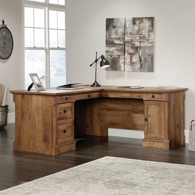 Sauder Palladia 69W L-Shaped Desk, Vintage Oak (420606)