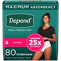 Depend Fit-Flex Adult Incontinence Underwear for Women, Disposable, Small, Blush, 80 Count (54196)