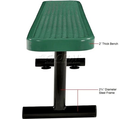 Global Industrial 6' Outdoor Steel Flat Bench, Expanded Metal, Green (277156GN)