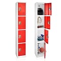 AdirOffice 72 4-Tier Key Lock Red Steel Storage Locker, 4/Pack (629-204-RED-4PK)