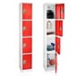 AdirOffice 72" 4-Tier Key Lock Red Steel Storage Locker, 4/Pack (629-204-RED-4PK)