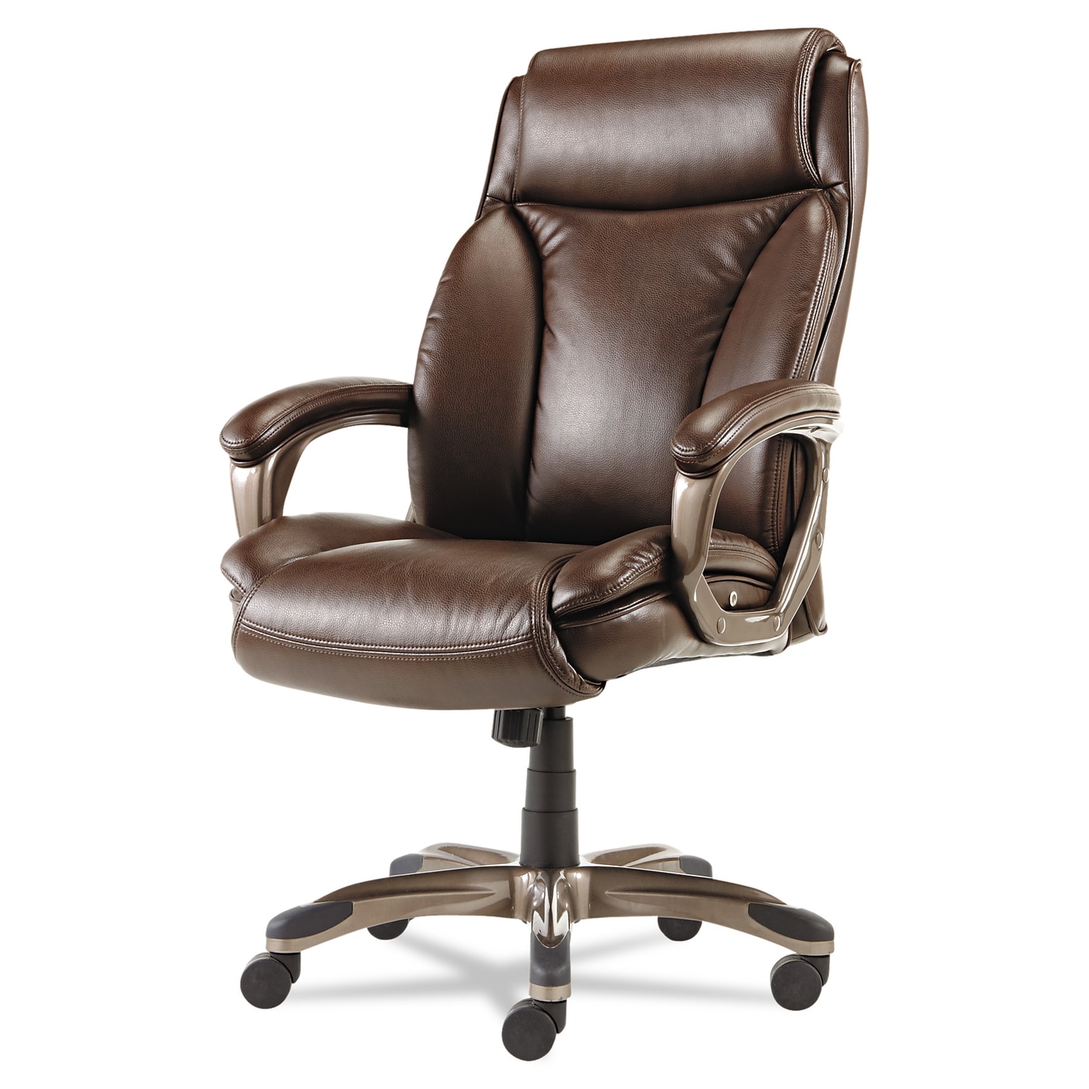 Alera Veon Series Fixed Arm Ergonomic Leather Executive Chair, Brown (ALEVN4159)