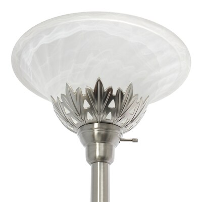 Lalia Home Torchiere Floor Lamp with 2 Reading Lights and Scalloped Glass Shades, Brushed Nickel (LHF-3002-BN)