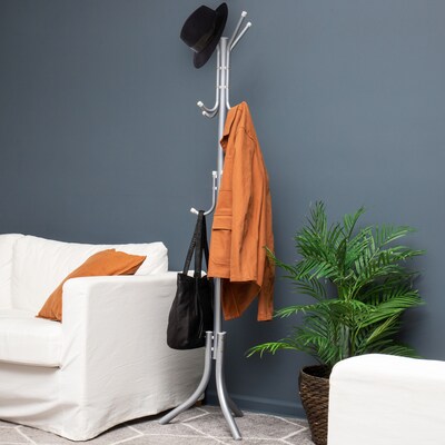 Mind Reader 68.32 x 17.5 Coat Stand, Silver, Metal (COATRACK11-SIL)