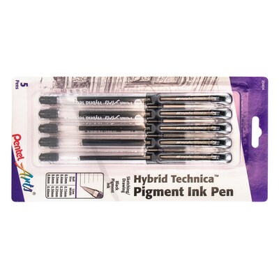 Pentel Arts Hybrid Technica Gel Pen, Black Ink, 2/Pack (PTAKN10BP5A-2)