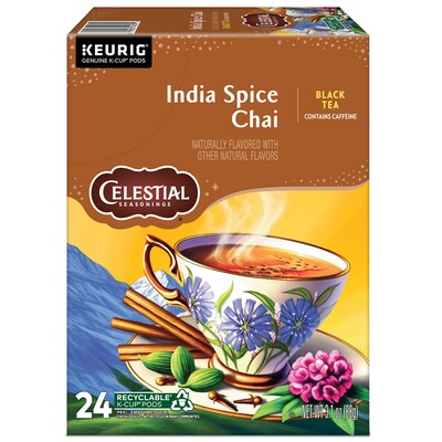 Celestial Seasonings India Spice Chai Herbal Tea, Keurig® K-Cup® Pods, 96/Carton (14738)