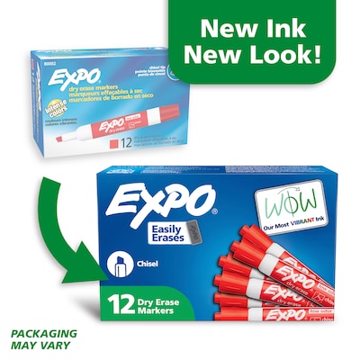 Expo Tank Dry Erase Markers, Chisel Tip, Red, 12/Pack (80002)