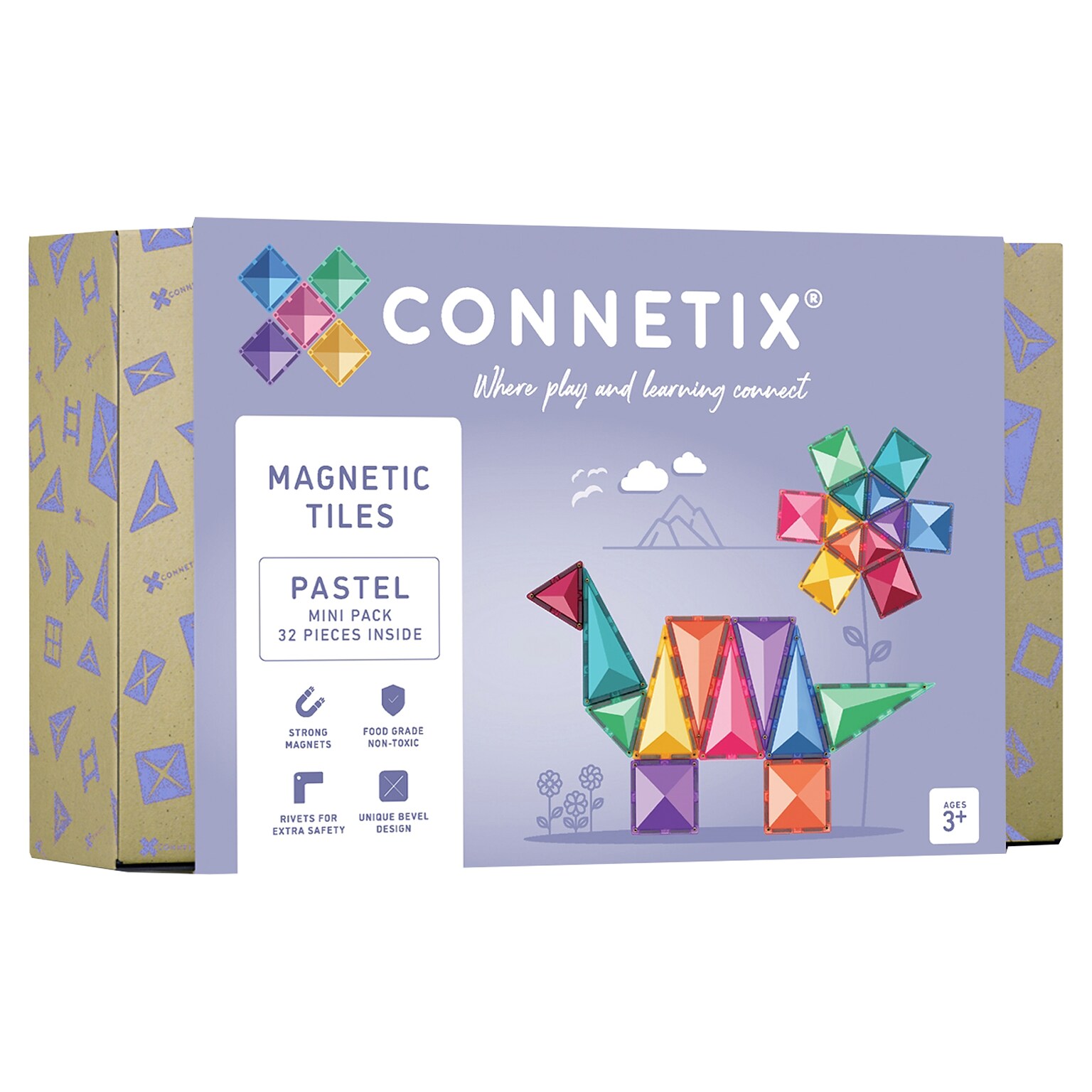 Connetix Magnetic Tiles Pastel Mini Pack, 32 Pieces (CNTP00032MI)