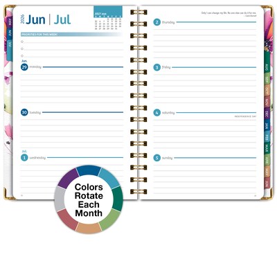 2026-2027 Excello Brands 8" x 5.5" Academic Weekly & Monthly Planner, Paperboard Cover, Rainbow Floral (FSHN-AY26-58-53)