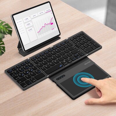 Delton F92 Foldable Portable Wireless Keyboard with Touchpad, Black (DKBF92)