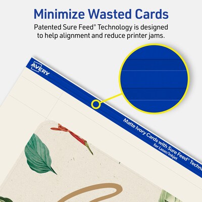 Avery Matte General Use Blank Cards, Ivory, 50/Pack (95345)
