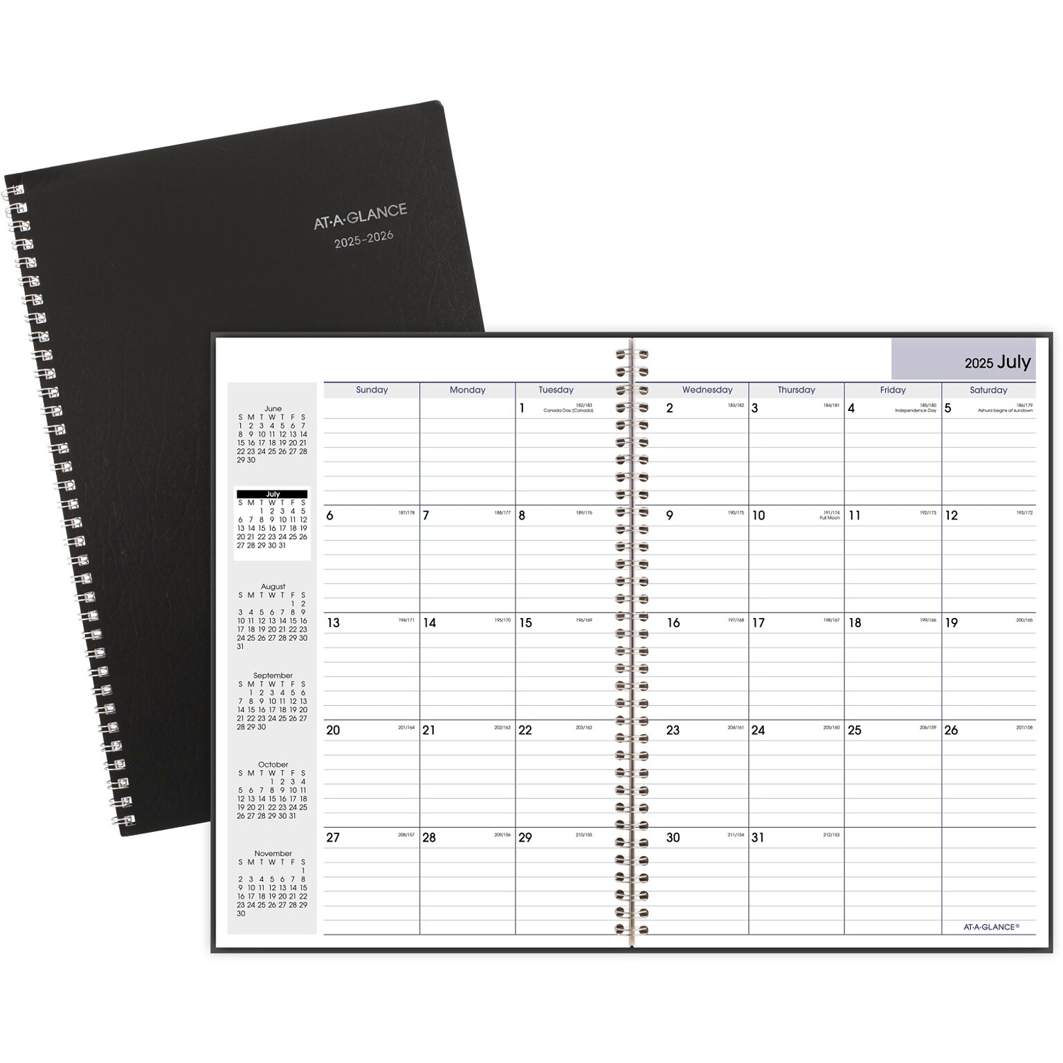 2025-2026 AT-A-GLANCE DayMinder 8 x 12 Academic Year Monthly Planner, Faux Leather Cover, Black (AY2-00-26)