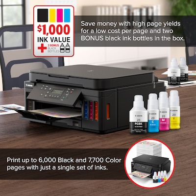 Canon PIXMA MegaTank G6020 Wireless Color Inkjet Printer, All-In-One Supertank, Print, Scan, Copy (3113C002)