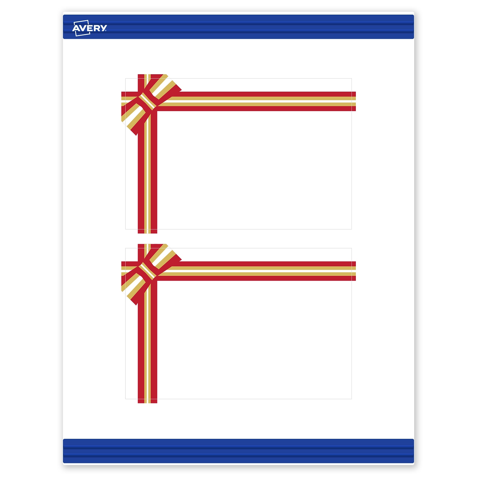 Avery Gold-Red Gift Bow Matte Blank Card, White, 20/Pack (S00-FFT)
