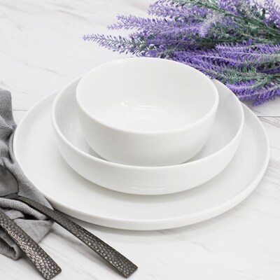 Elama Duncan Porcelain Dinnerware Set, White, 18 Piece (935122048M)