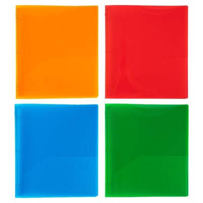 JAM Paper 1/2" 3-Ring Flexible Poly Binders, Assorted Colors, 4/Pack (PB75237ASSRT)
