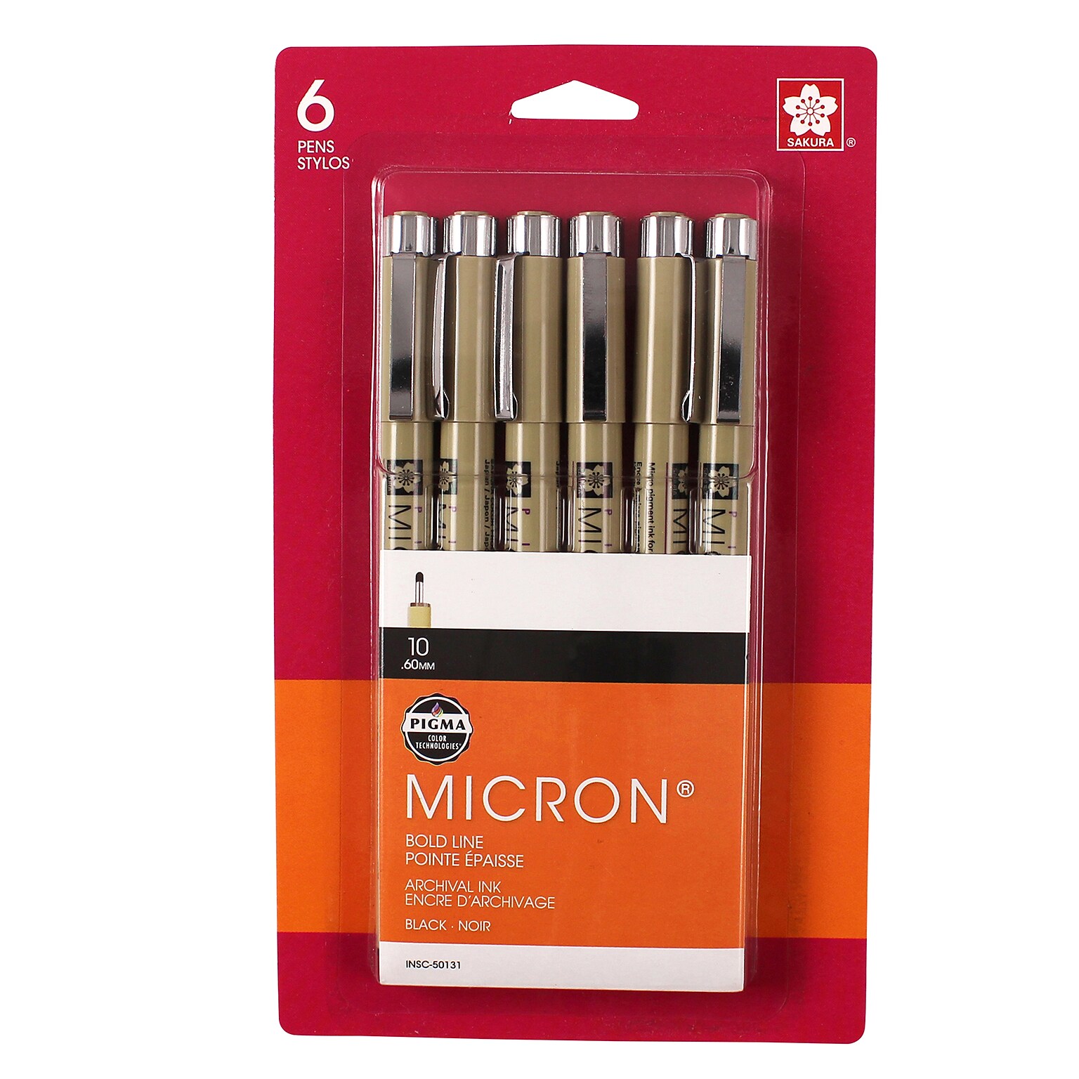 Sakura Pigma Micron Pens, Black, 6/Pack (SAK50131)