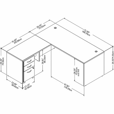 Bush Business Furniture Studio C 72"W L Shaped Desk with Mobile File Cabinet and Return, White (STC007WH)