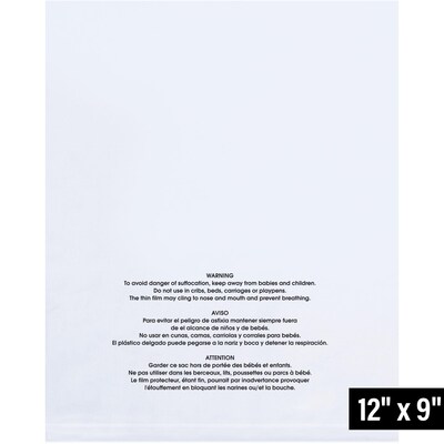 9 x 12 Layflat Poly Bag, 2 Mil, Clear, 1000/Carton (PBM09122)