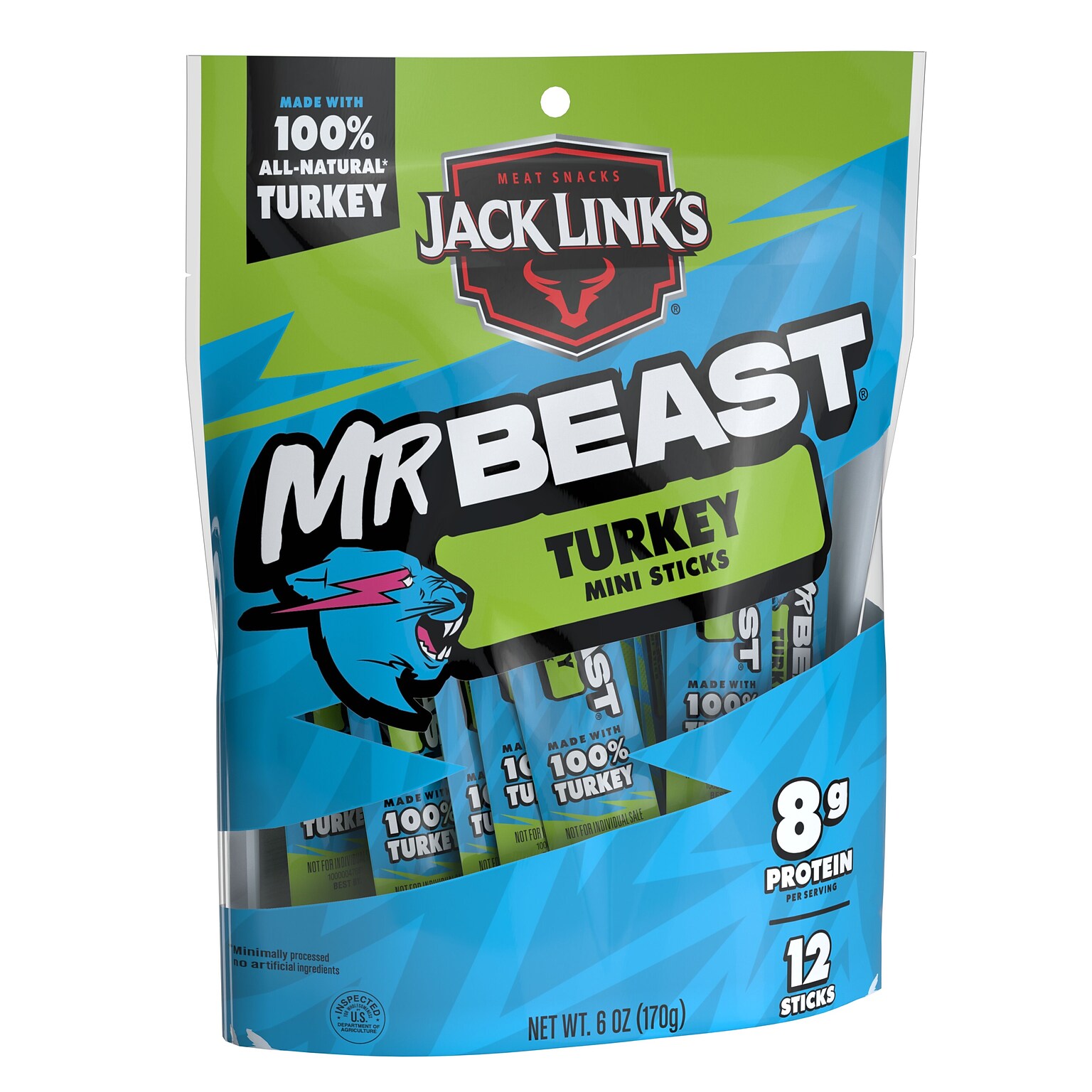 Jack Link’s Mini Savory Herb Turkey Meat Stick, 6 oz., 12 Sticks/Pack (10000044710)
