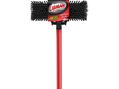 Libman 13.5 Polymer Industrial Heavy-Duty Floor Scrub, Black/Red, 4/Pack (1576)