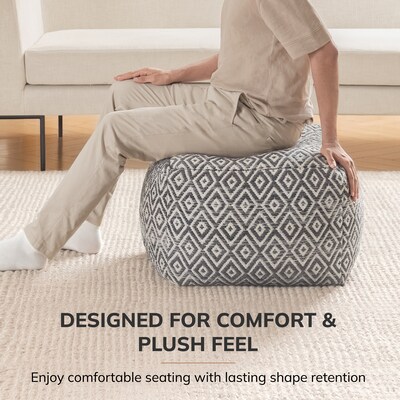 Anji Mountain Cherokee Charcoal Ivory Fabric Rectangular Pouf Ottoman (AMBPF154-2014)
