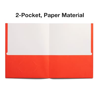 Staples Smooth 2-Pocket Paper Folder, Orange, 25/Box (50756/27535-CC)