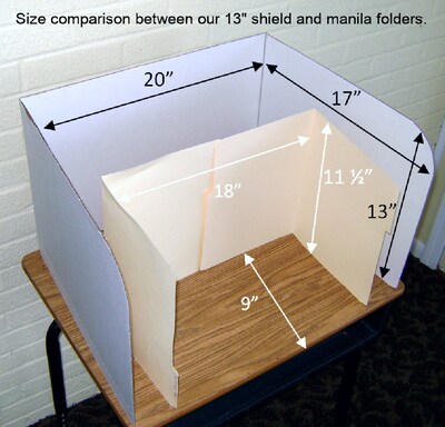 Classroom Products Foldable Cardboard Freestanding Privacy Shield, 13"H x 20"W, Black/Kraft, 20/Box (1320 BK)