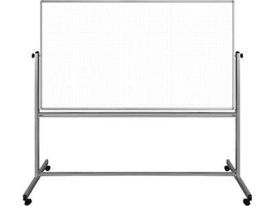 Luxor Dry-Erase Mobile Combination Ghost Grid/Whiteboard, Aluminum Frame, 40 x 72 (MB7240LB)