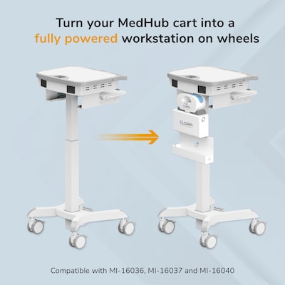 Mount-It! Elora MAXX Battery Power Kit with Mounting Bracket For MedHub Powered Medical Carts, White/Gray (MI-16063)