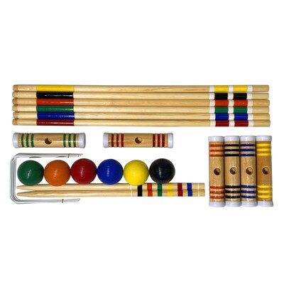 YardGames Wooden Croquet Lawn Game, Assorted Colors (CROQUET-001)