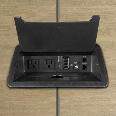 Regency Array 240"W x 48"D Conference Table with Grommet, Noble Oak/Black (ACT24048NOBK)