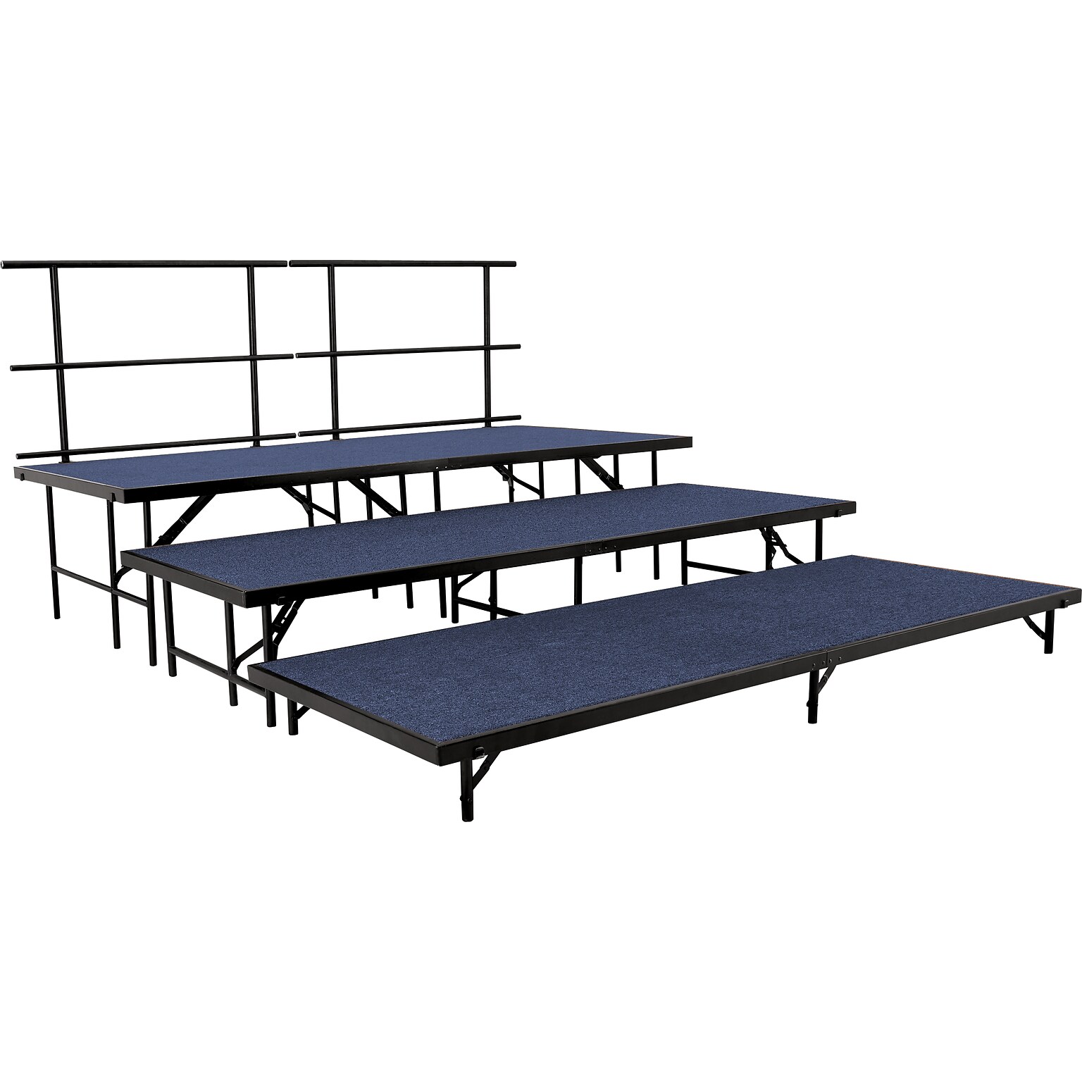 NPS 3-Level Straight Stage Set, 3 x 8 Platforms, Blue Carpet (SST363LC04)
