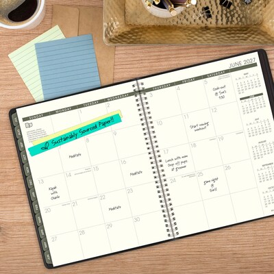 2026-2027 AT-A-GLANCE Recycled 8.25" x 11" Academic Weekly & Monthly Appointment Book, Faux Leather Cover, Black (70-957G-05-27)