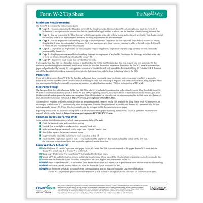 ComplyRight TaxRight 2024 W-2 Tax Form Tax Form Set with Envelopes, 4-Part, 50/Pack (SC5645E)