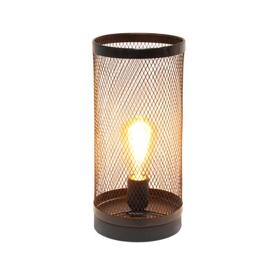 Simple Designs Black Mesh Cylindrical Steel Table Lamp (LT1075-BLK)
