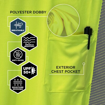 Ergodyne GloWear 8370 High Visibility Long Sleeve T-Shirt, ANSI Type R Class 3, Lime, X-Large (22255)