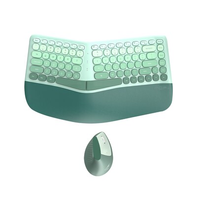 SaharaCase Split Ergonomic Wireless Keyboard and Mouse Combo, Green (KB26)